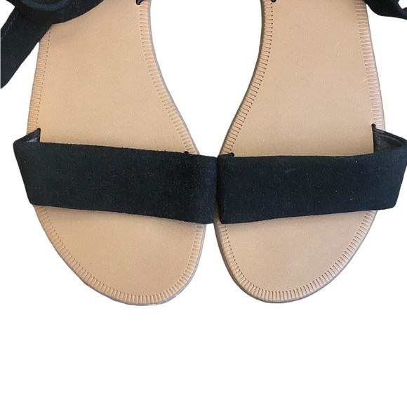 Steve Madden Lace-Up Flat Sandals Size 5.5 Suede Leather Balletcore Black Boho - Picture 8 of 9